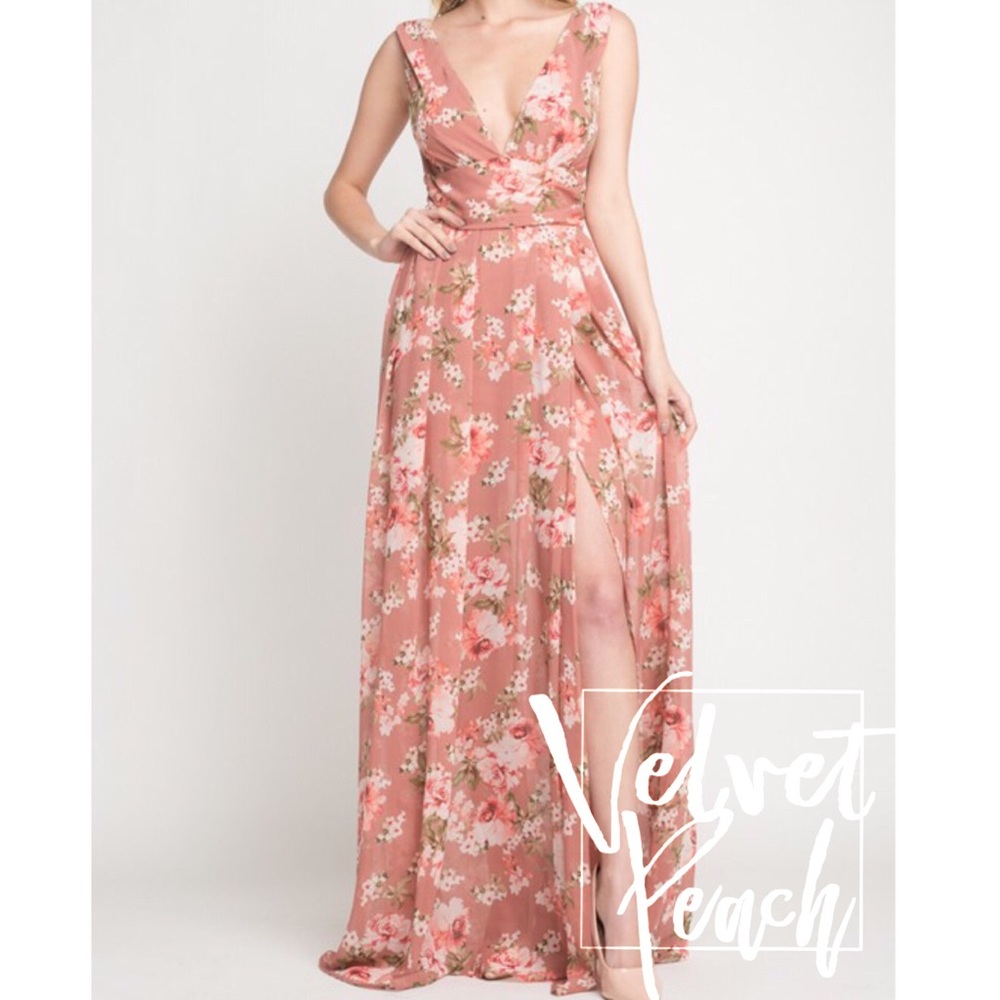Peach Floral Maxi Dress